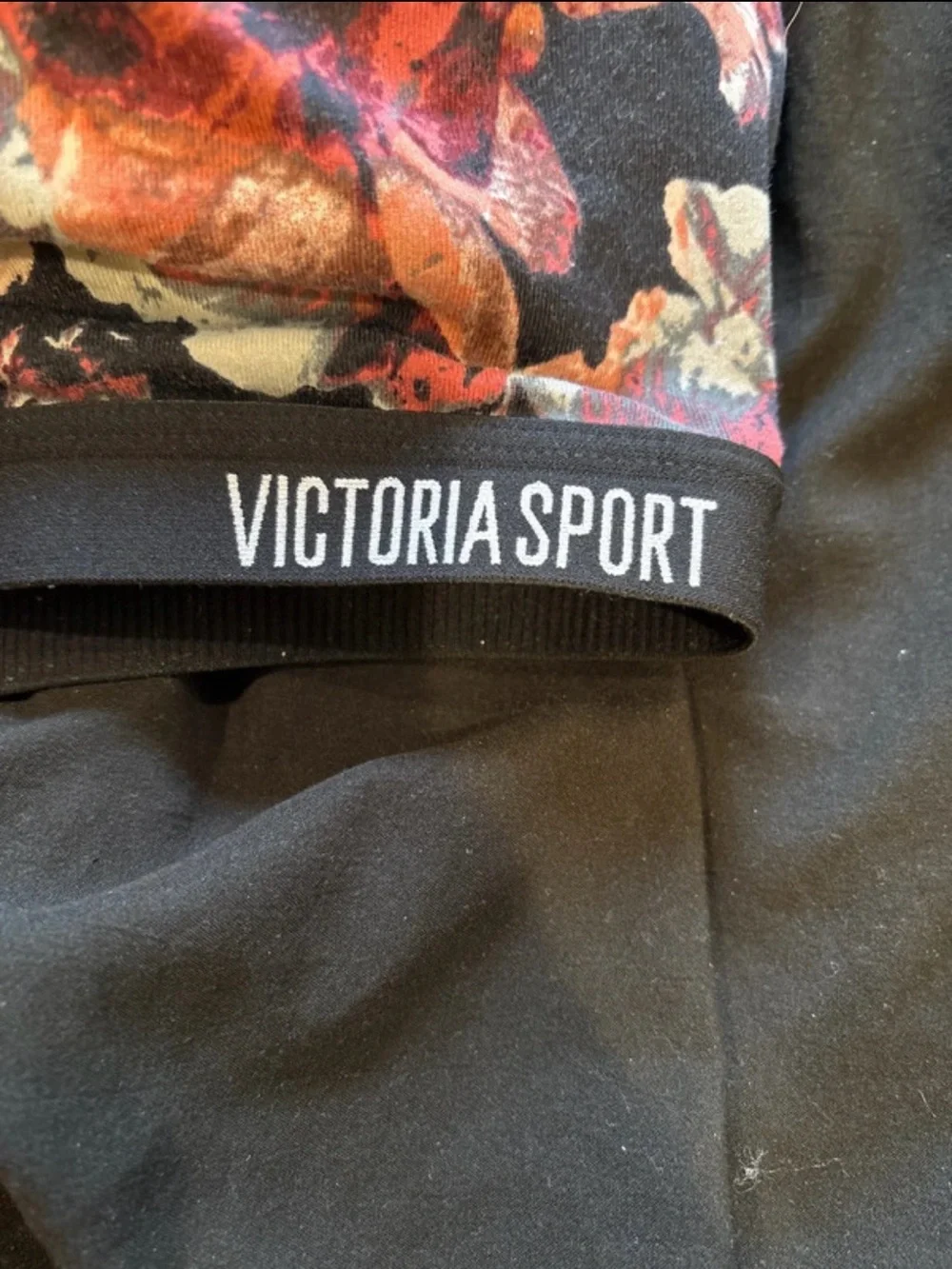 Floral Front-Zip Sports Bra - Black with Pink & Cream Floral